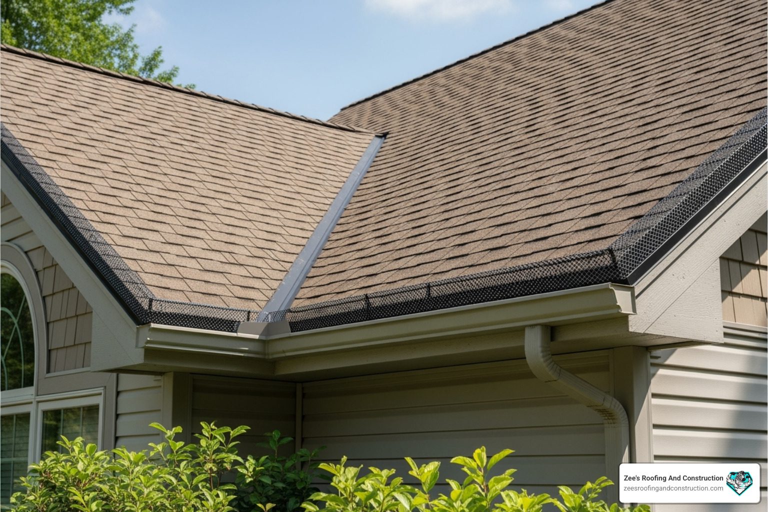 Completed roof replacement on a single-family home with newly installed shingles