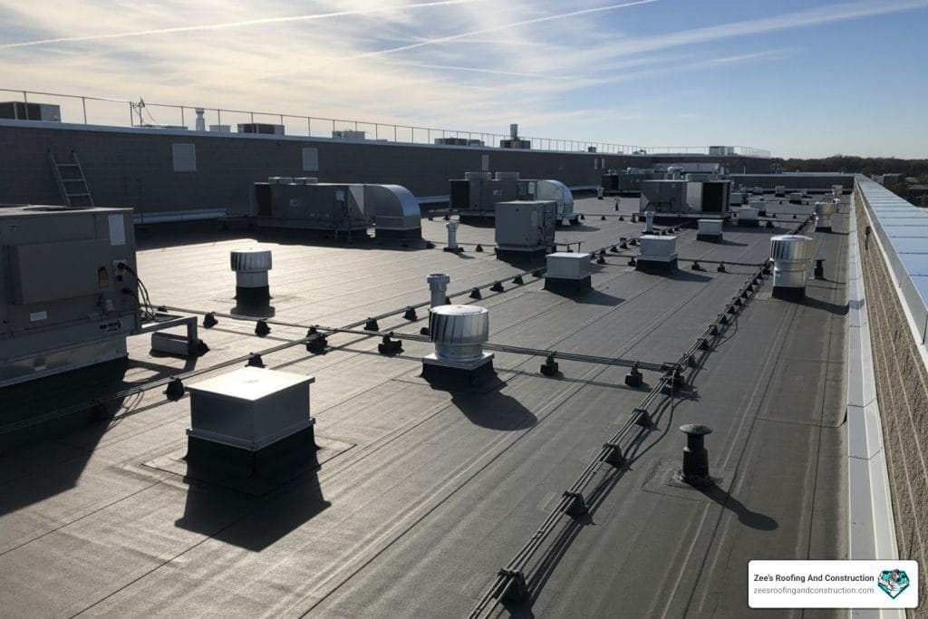 Completed flat roof on a Florida condo association after capital improvement roofing work